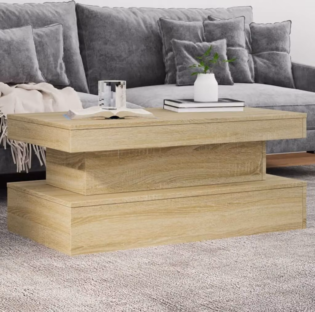 Maison Exclusive - Tavolino con luci LED in rovere Sonoma 90x50x40 cm