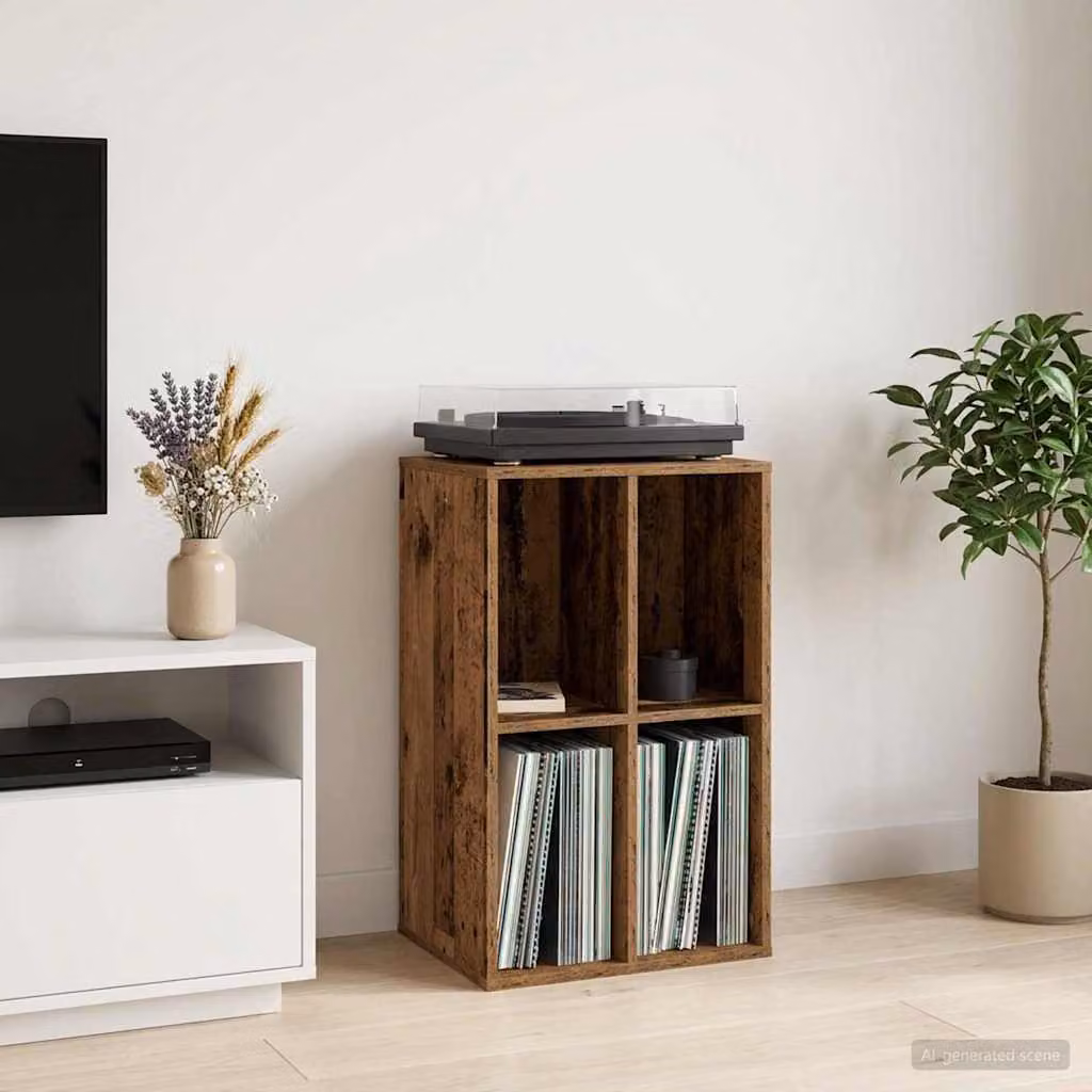 vidaXL Mobile porta vinili in legno marrone, L 44,5 cm x P 36,5 cm x H 74,5 cm