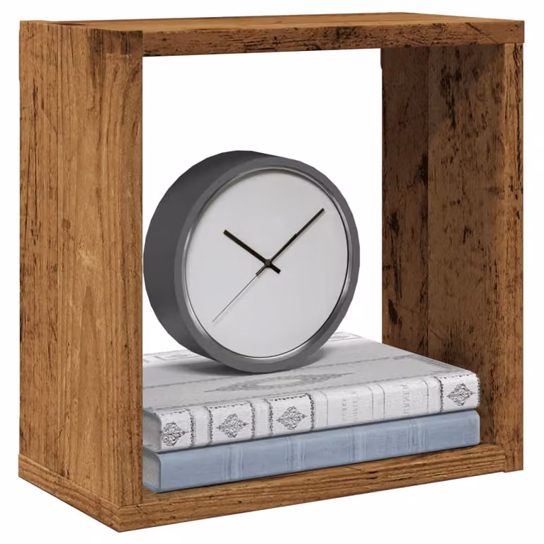 Set di 4 mensole a cubo vidaXL da parete in legno color marrone, L/P/H: 30 x 15 x 30 cm