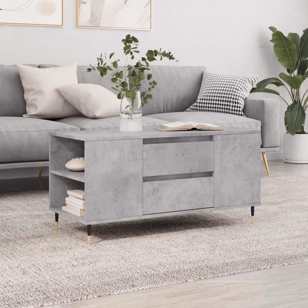 Maison Exclusive - Tavolino da salotto grigio cemento 102x44,5x50 cm Materiale ligneo