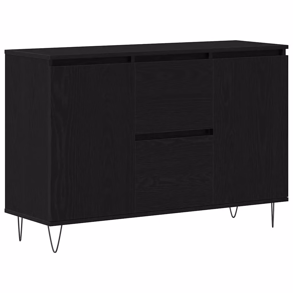 Credenza Buffet Moderna vidaXL in Legno Rovere Nero per Cucina e Soggiorno L: 101.5 cm, P: 35 cm, H: 70 cm – 2