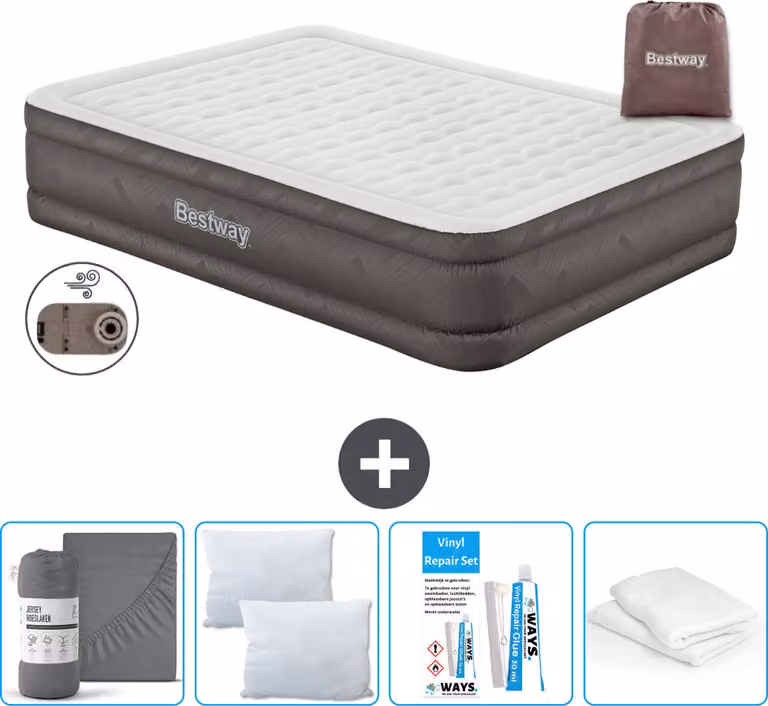 Materasso gonfiabile Bestway - 2 persone - 152 x 203 x 46 cm - Marrone - Accessori inclusi
