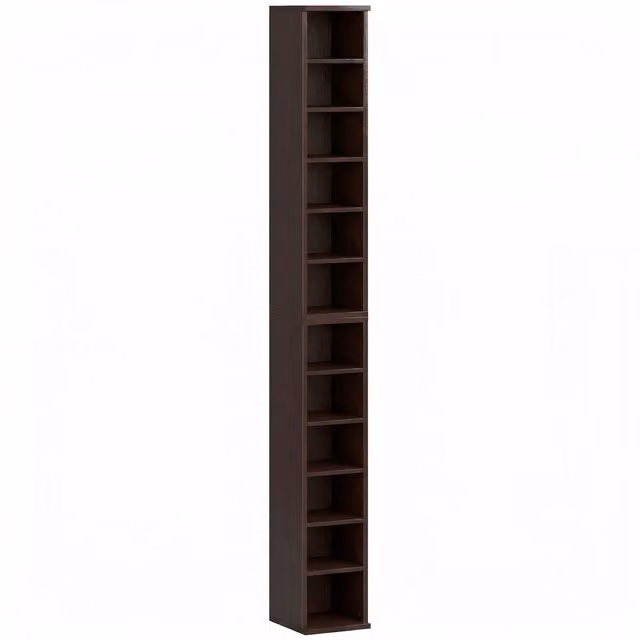 HOMCOM Set di 2 Scaffali a Colonna Porta CD-DVD Marrone L/P/H: 21 x 22,5 x 88,5 cm