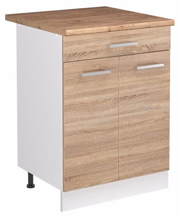 Mobile lavello cucina Vicco R-Line Sonoma/Bianco 60 cm piano di lavoro Rovere dorato, Model 73029
