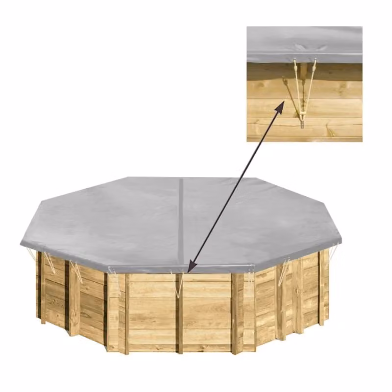 Copertura invernale in PVC BWT My Pool per piscine ottagonali allungate Odyssea, Tropic ed Eweva, 8,62 x 5,08 m – 2