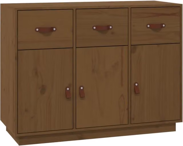 Credenza Buffet in Legno Massello di Pino Colore Ambra Stile Rustico L: 100 cm, P: 40 cm, H: 75 cm