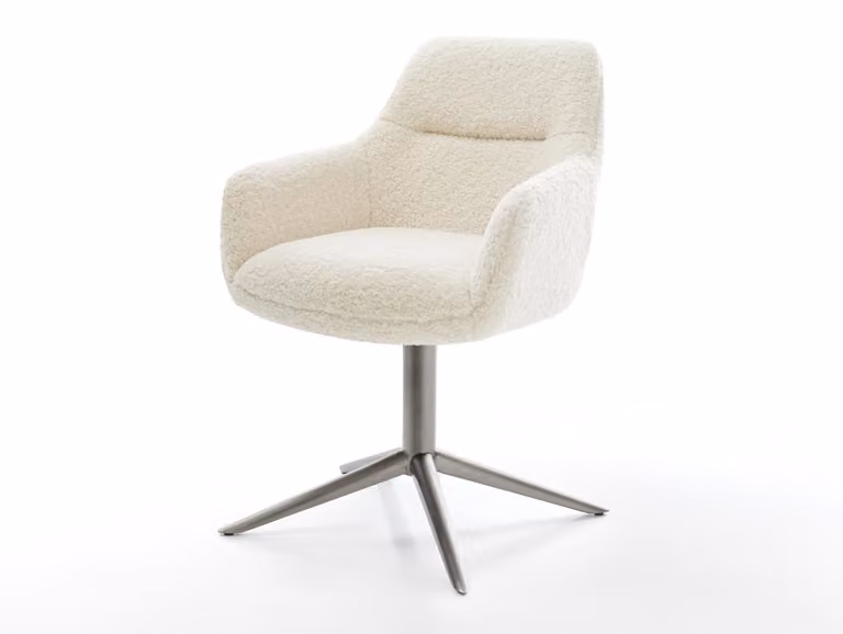 DELIFE sedia girevole Pejo-Flex tessuto teddy base beige grafite girevole a 360° funzione dondolo nucleo a molle tascabili