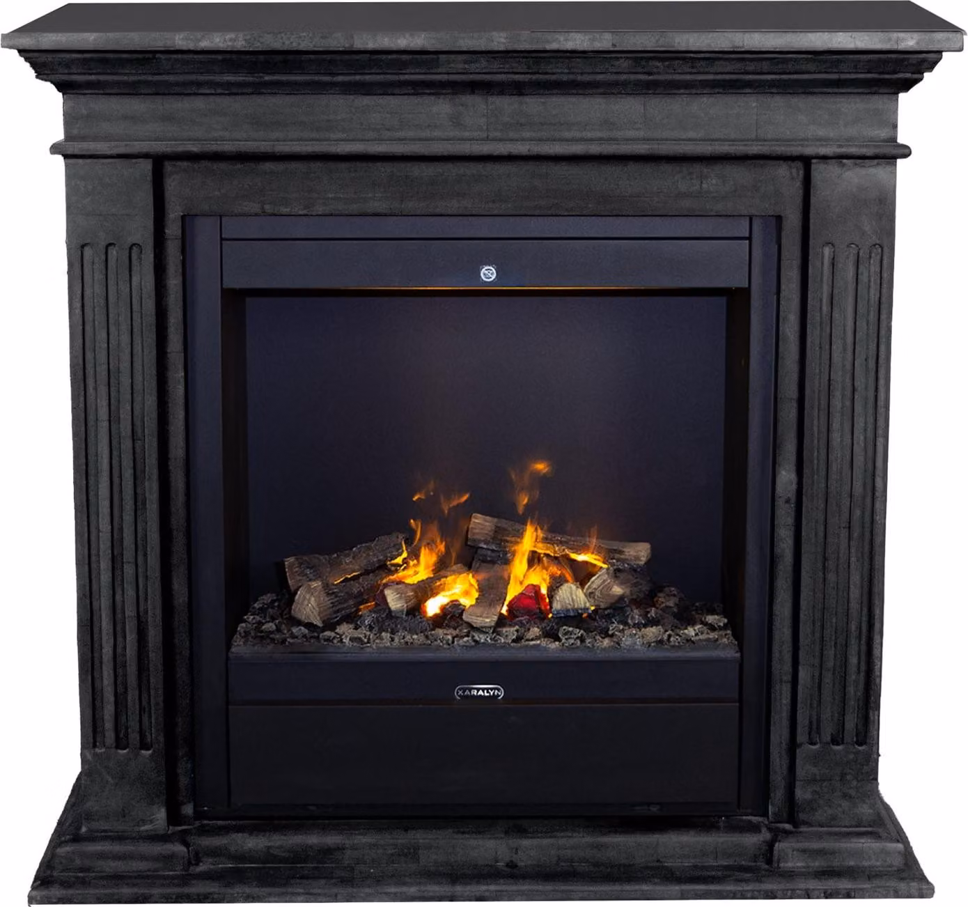 Caminetto a vapore acqueo Xaralyn - Cadiz EAL-SBU - pietra naturale nera - riscaldatore da 1500 watt - con telecomando - caminetto elettrico Opti-Myst - caminetto da incasso incluso - caminetto decorativo