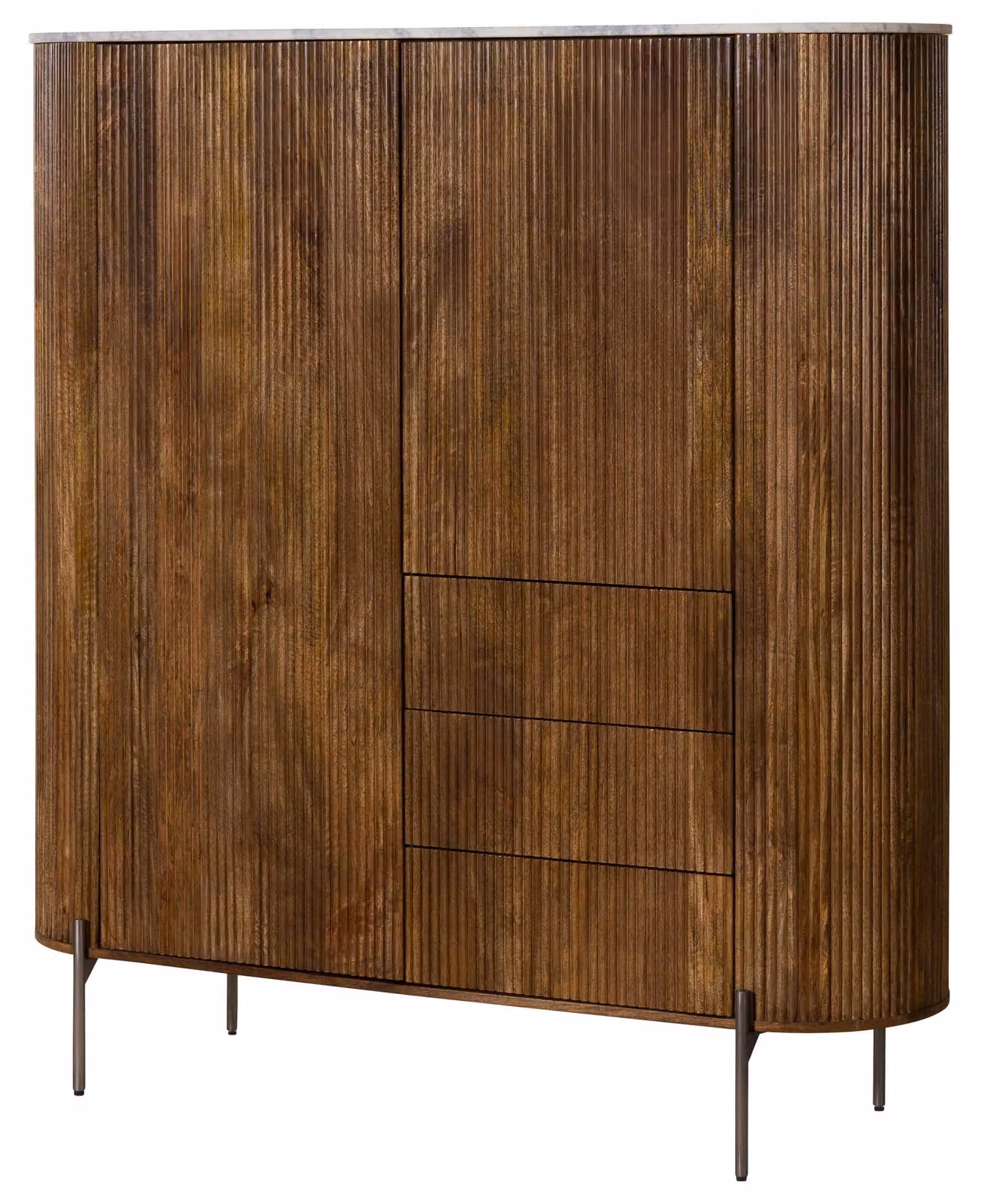 MASSIVMOEBEL24 | Credenza in legno di mango 150x45x160 laccato marrone BARCELONA
