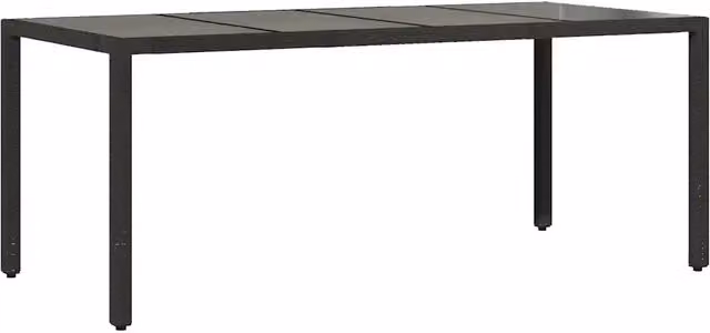 Tavolo da giardino rettangolare in polyrattan con piano in vetro nero L: 190 cm, P: 90 cm, H: 75 cm – 1