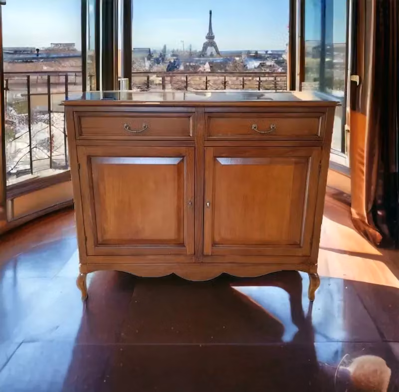 Madia credenza in legno stile arte povera color noce con 2 porte Mobili 2G L/P/H: 145 x 50 x 115 cm – 4
