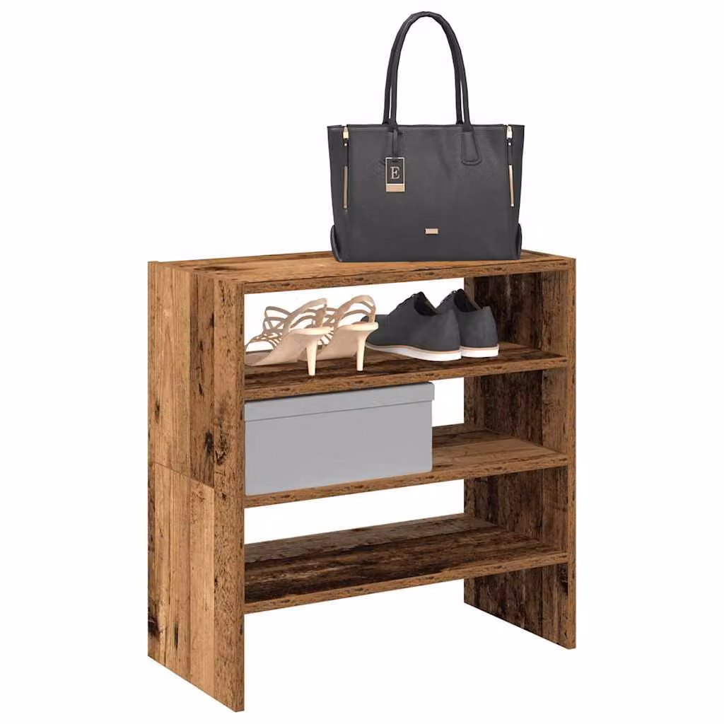 Set di 2 scarpiere impilabili vidaXL in legno color marrone rustico, L 60 cm x P 30 cm x H 30,5 cm