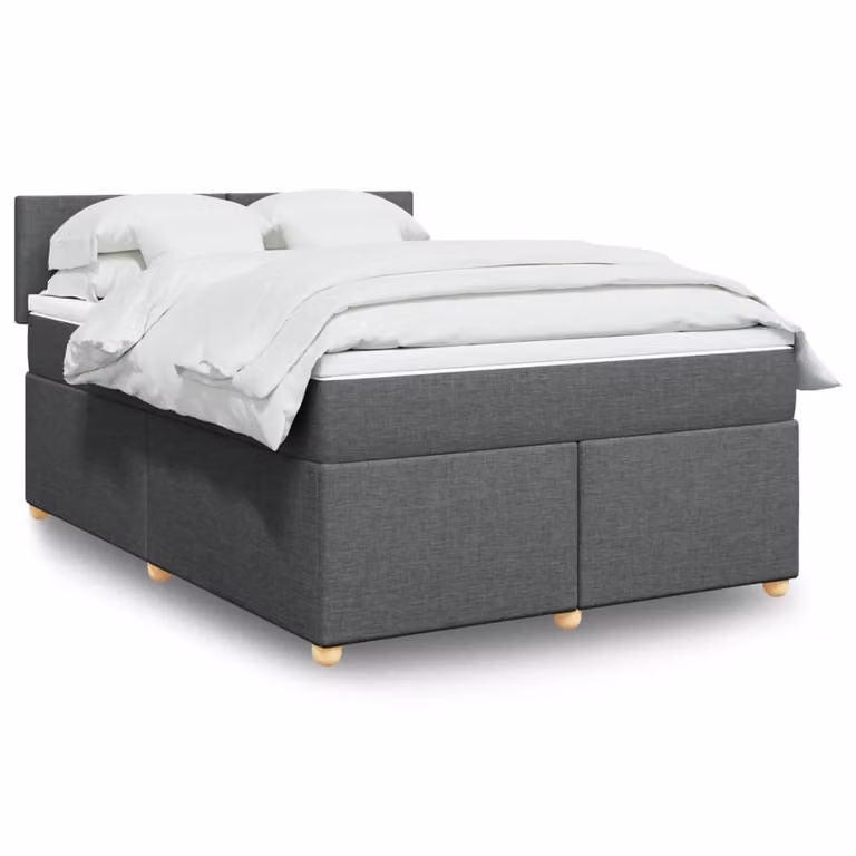 vidaXL Letto Ibrido con Materasso e Giroletto in Tessuto Grigio e Bianco L/P/H: 160 x 200 cm