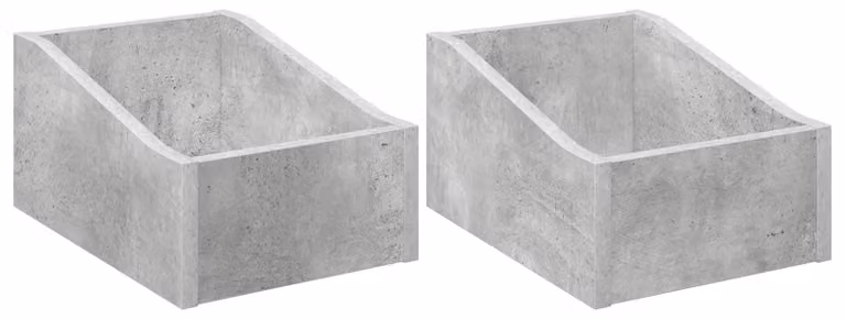 Scatola per dischi in vinile, 2 pezzi, colore grigio cemento, dimensioni 23 x 33 x 16 cm, realizzata in materiale composito di legno