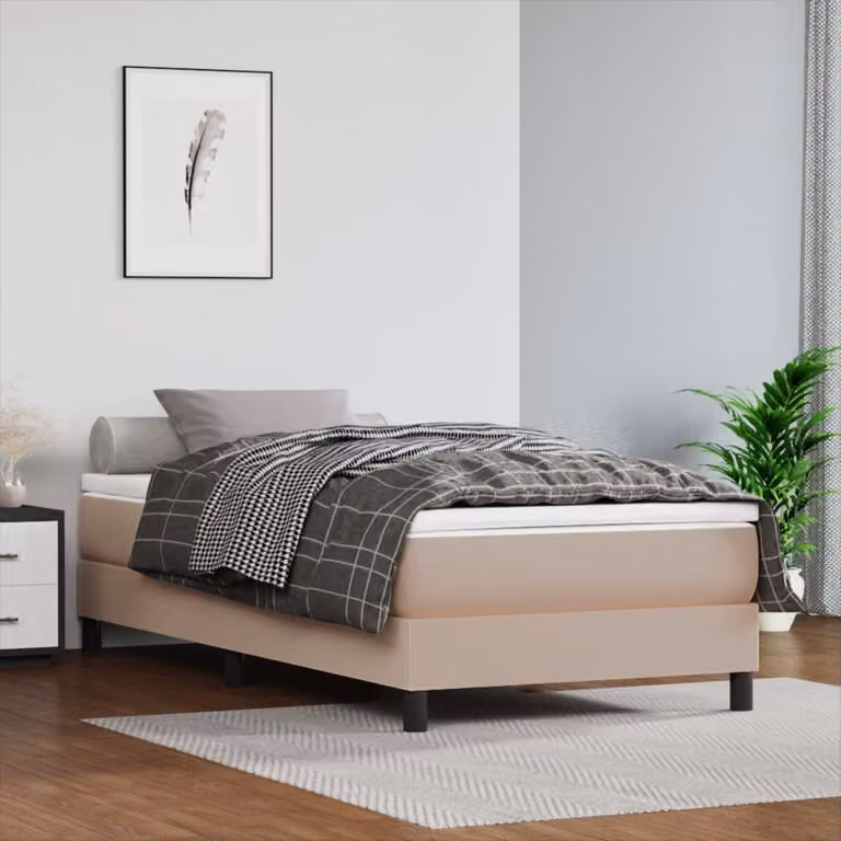 The Living Store Letto a molle insacchettate Materasso cappuccino marrone 100x200cm Similcuoio