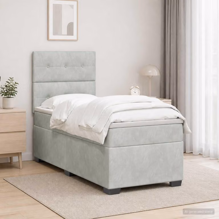 Maison Exclusive - Letto boxspring con materasso Grigio chiaro 90 x 200 cm Velluto