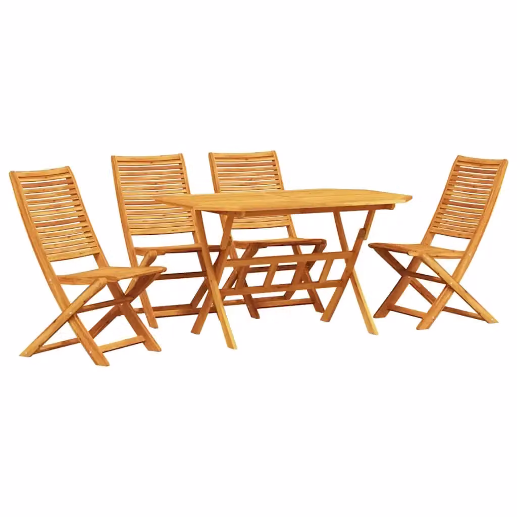 Set da pranzo per giardino e terrazzo vidaXL in legno di acacia marrone, 5 pezzi – 2