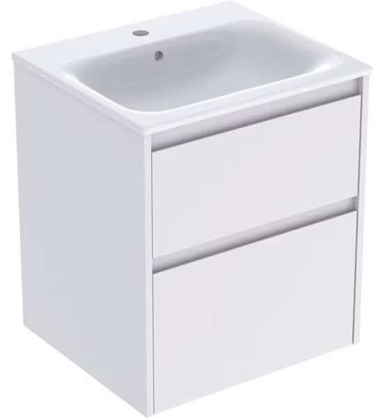 Geberit Renova Plan Ensemble lavabo pour meuble bord étroit, avec meuble sous lavabo, 2 tiroirs, 55x62,1x48cm, 504.038.00.1, 504.038.00.1