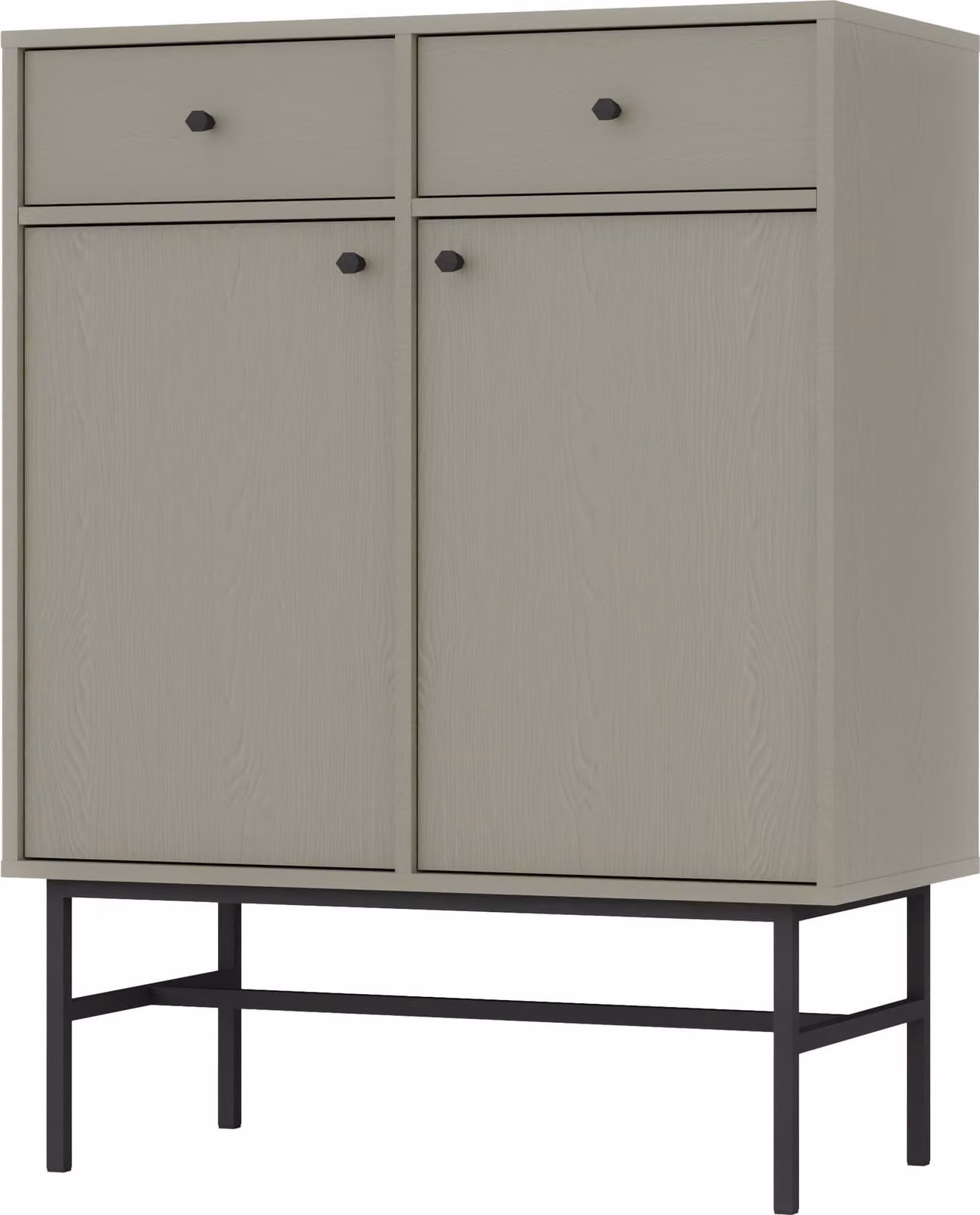 Masseno cassettiera TORINO 84 cm credenza con 2 cassetti e 2 ante per soggiorno camera da letto moderna 84x41x108 cm verde chiaro/verde chiaro