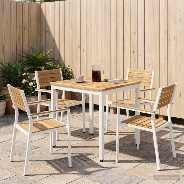 vidaXL Tavolo da giardino quadrato in legno di acacia bianco L/P/H: 60 x 60,5 x 75 cm