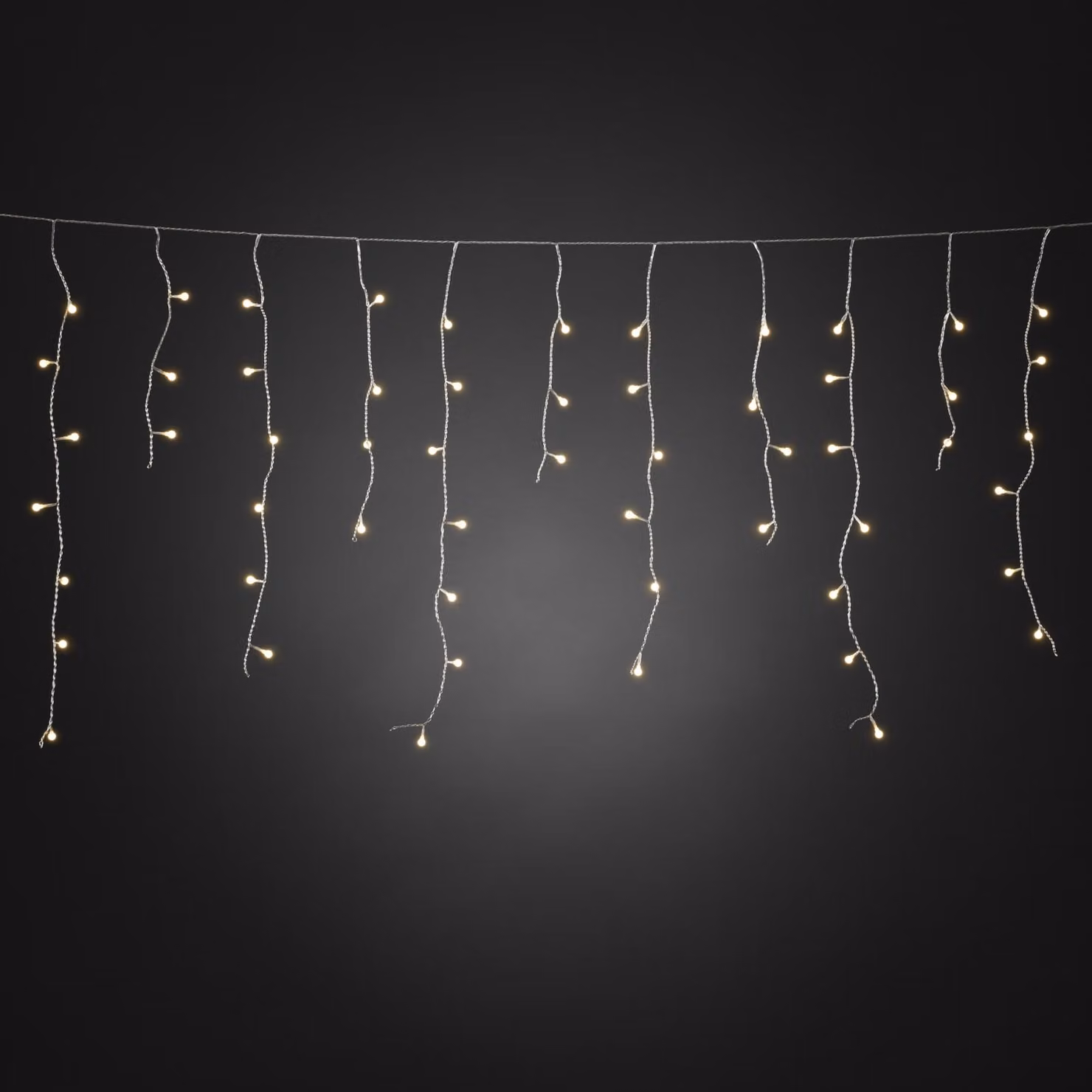 Konstsmide - Tenda luminosa a LED per pioggia di ghiaccio, con globi bianchi, 400 diodi bianchi caldi, trasformatore per esterni da 24 V, cavo trasparente ; 3673-103