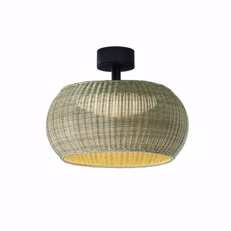 Bover Plafoniera da esterno a LED Perris, marrone/beige, Ø 47 cm dimmerabile, Crema / Ambra, Alluminio, Design, Plafoniere LED