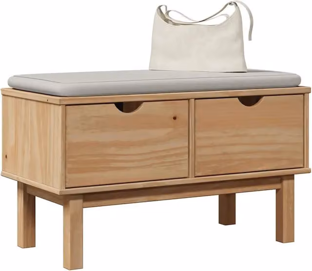 Panca da corridoio e porta scarpe vidaXL in legno di pino color marrone stile rustico L 80 x P 40 x H 45 cm