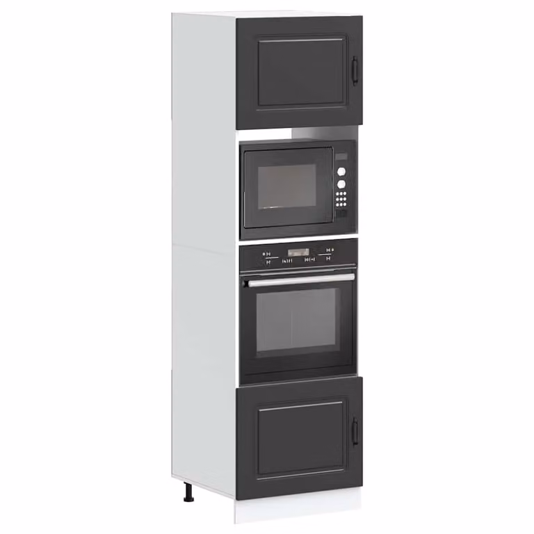 Set di 2 armadi per forno vidaXL Kalmar neri in legno multistrato e MDF con ante a battente