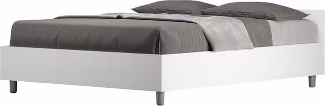 Letto Matrimoniale Francese 140x190 cm Senza Rete Nuamo Bianco Frassino