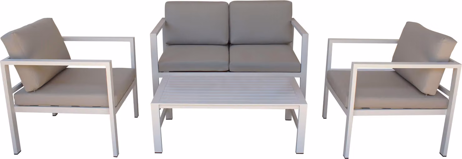 Milani Home - salotto da giardino, alluminio, con tavolino e cuscini modulare componibile, 4 posti, tortora