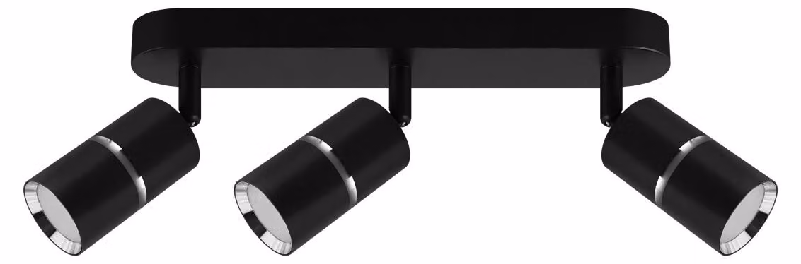 Plafoniera GU10 a 3 luci in alluminio nero/cromo
