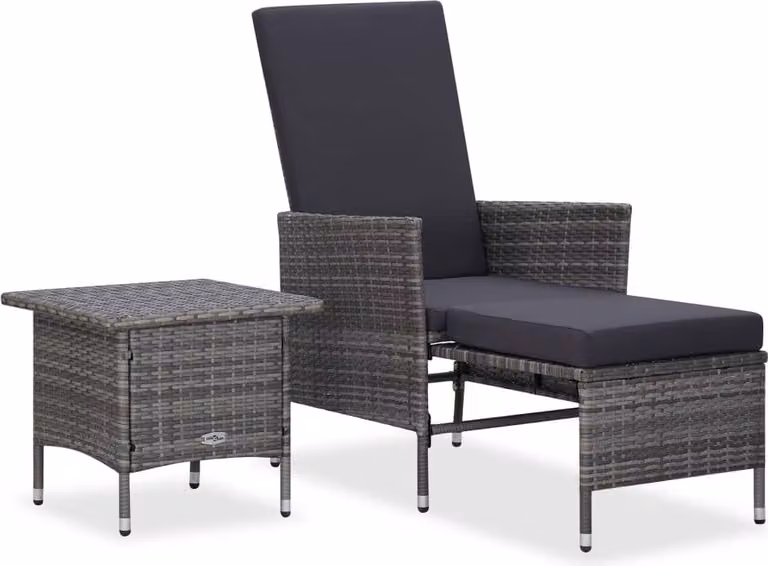 Maison Exclusive - Set da giardino a 2 pezzi con cuscini in polyrattan grigio
