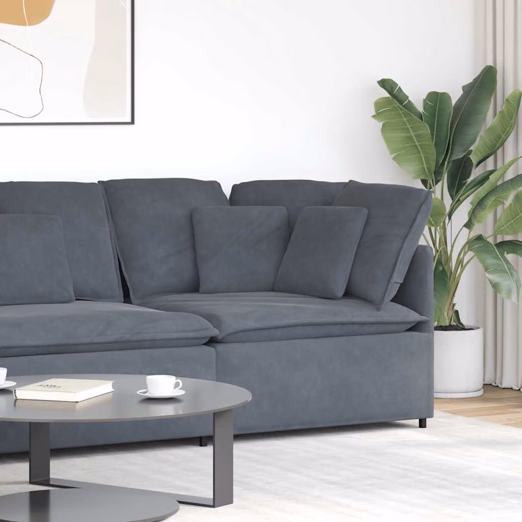 vidaXL Modulo Angolare Divano Modulare con Cuscini Grigio Scuro L: 100 cm