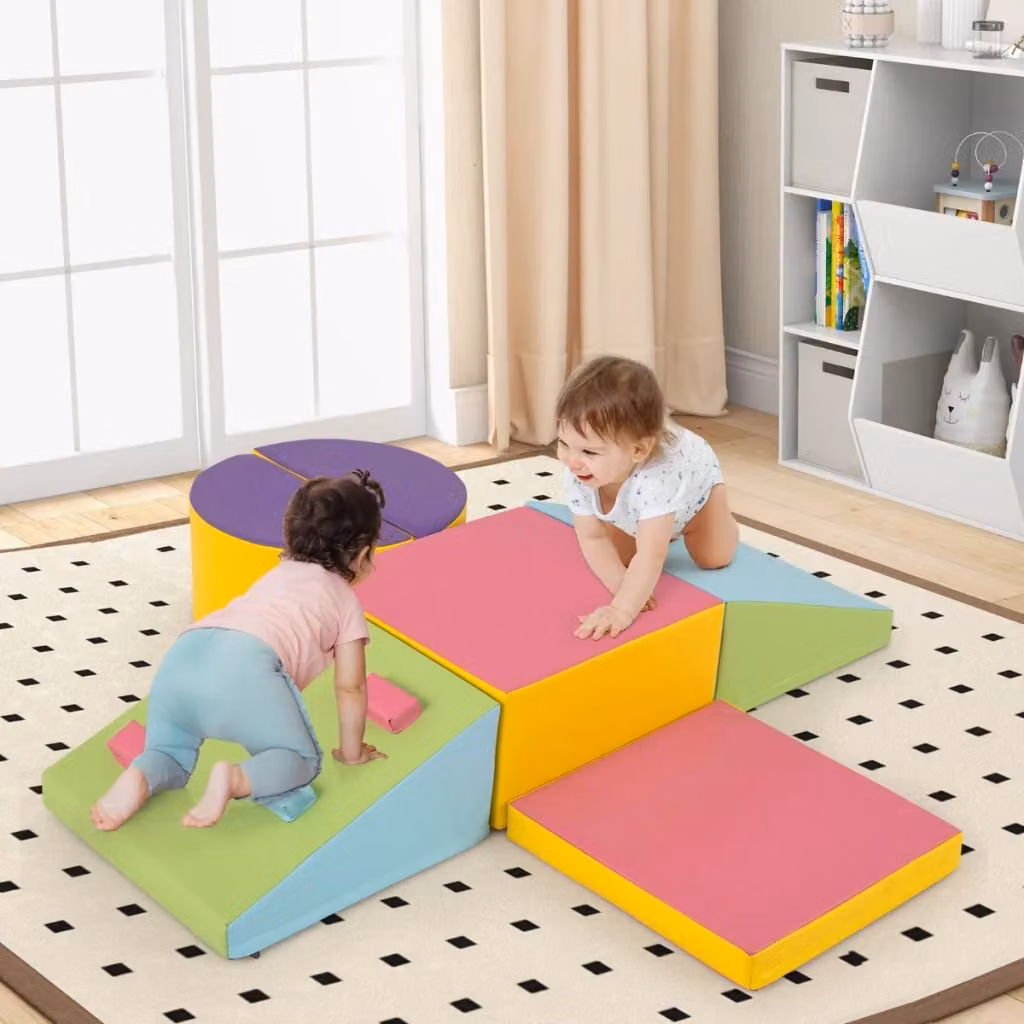 Set di 6 blocchi da arrampicata in schiuma multicolore con chiusure a velcro per interni – 2