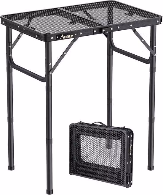 Tavolino pieghevole in alluminio 60x40 cm, leggero, portatile, tavolo da picnic da spiaggia, nero