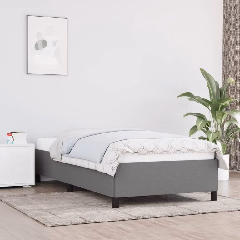 The Living Store Struttura letto grigio scuro 90x200 cm in tessuto