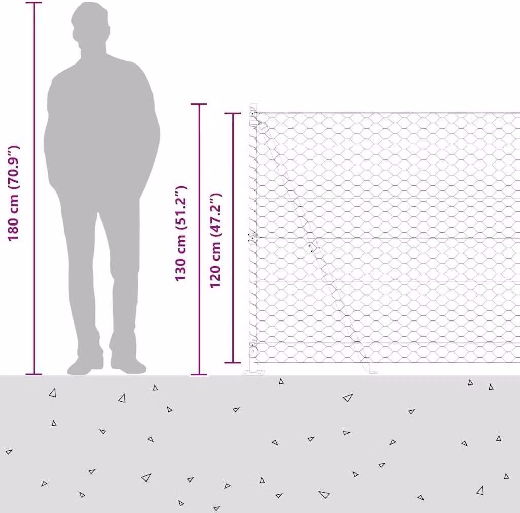 Recinzione esagonale con base in cemento, dimensioni 10 x 1,2 metri, rete verde per giardino e terrazza. Pali per recinzione in metallo, di forma rettangolare, dal design moderno, resistenti agli agenti atmosferici e antiruggine, ideali per esterni