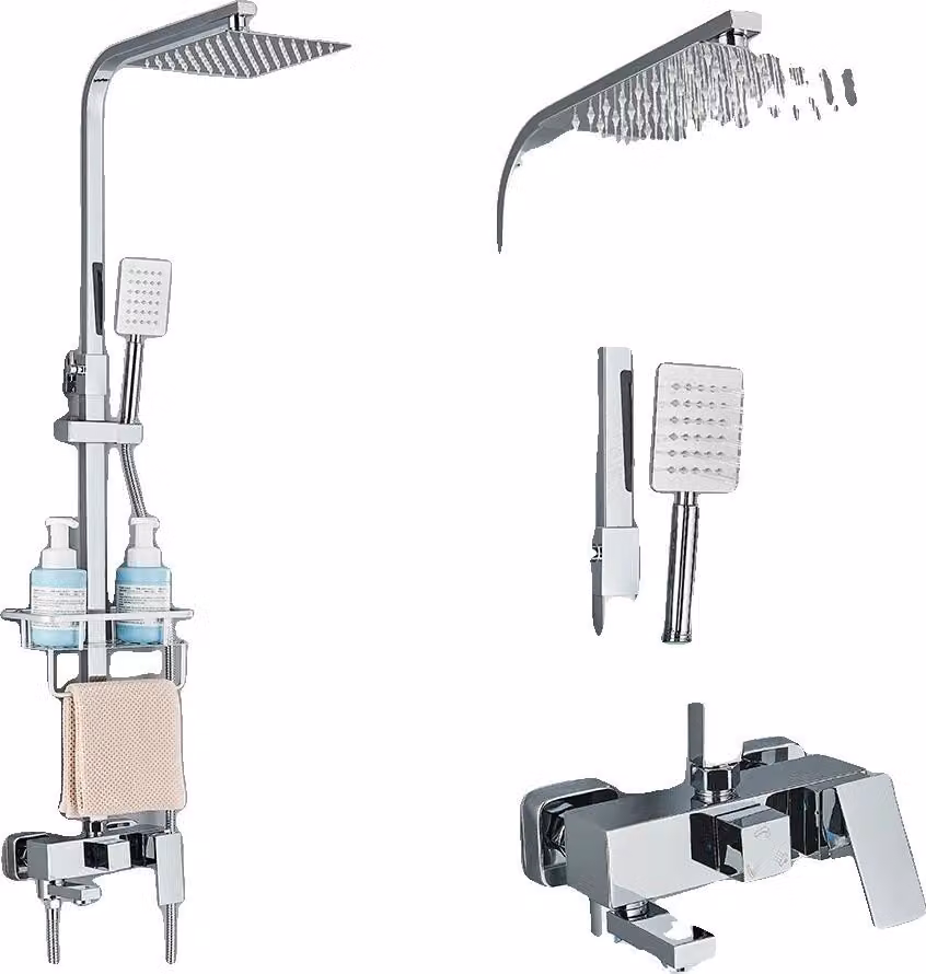 Set rubinetteria per doccia, design multifunzionale, montaggio a parete, cromato D 8 pollici