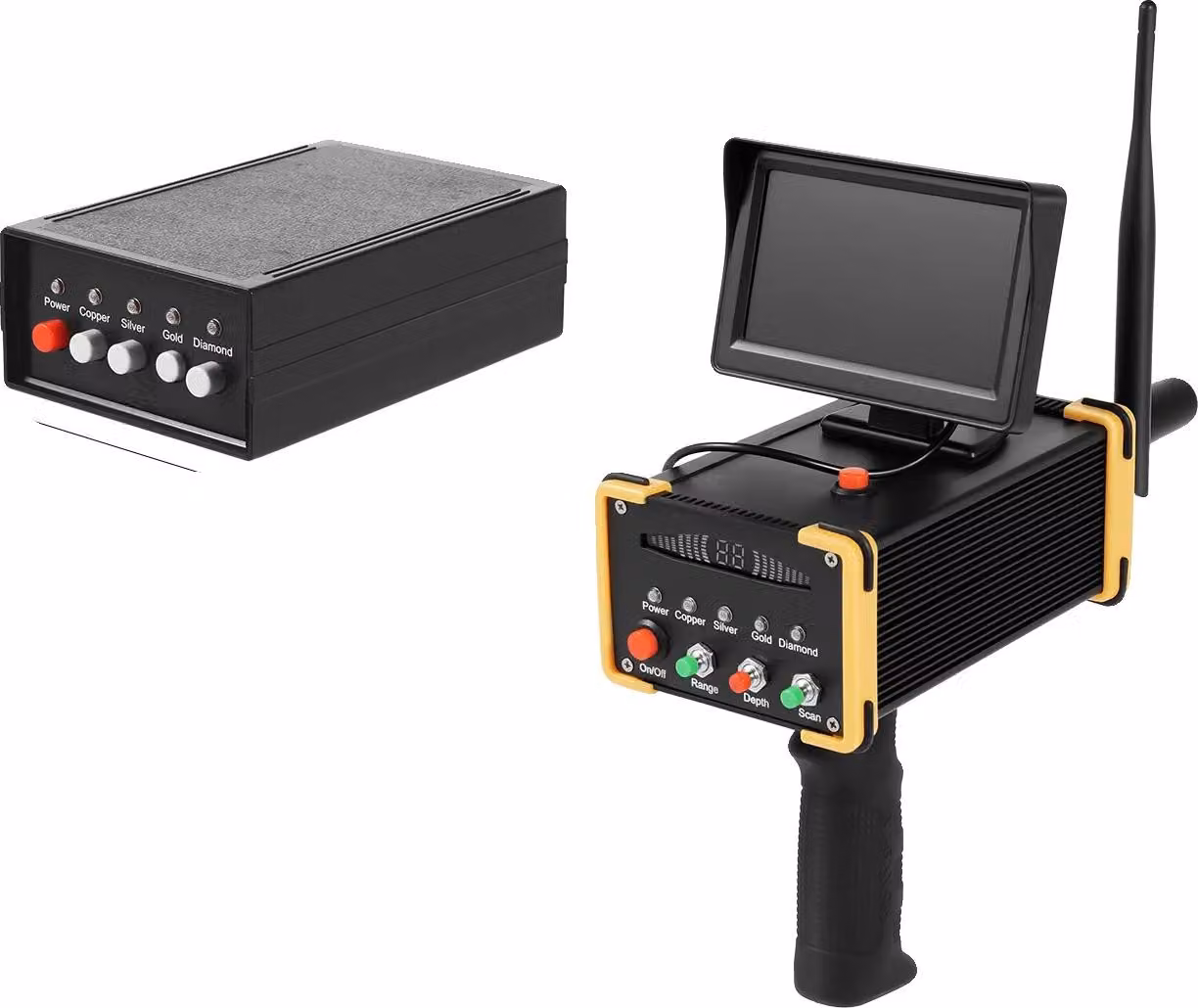 Metal detector, display LCD, sistema ricaricabile, colore nero