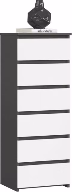 Cassettiera AKORD CL6 Grigia Grafite con inserti bianchi, L/P/H: 40 x 35 x 109 cm – 1