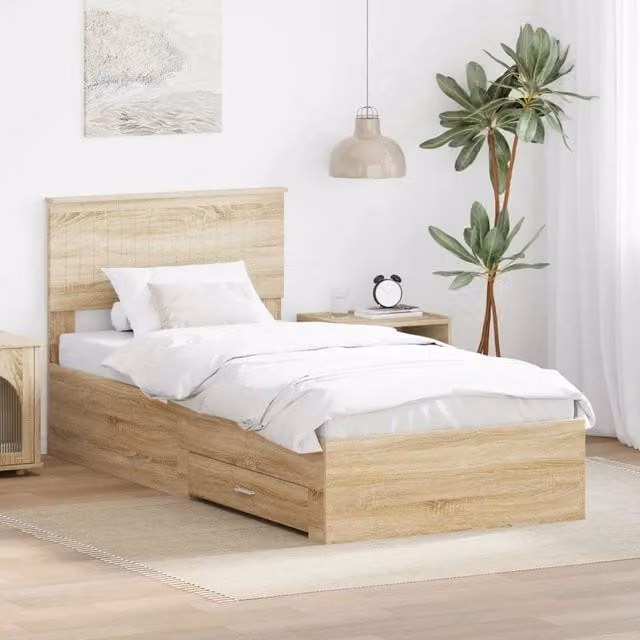 Struttura del letto con cassetto Rovere Sonoma 90 x 190 cm 3410951