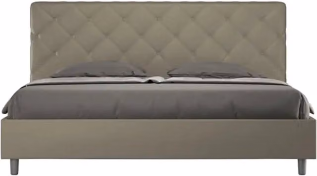 Letto matrimoniale king size senza rete imbottito 200x200 similpelle cappuccino Priya