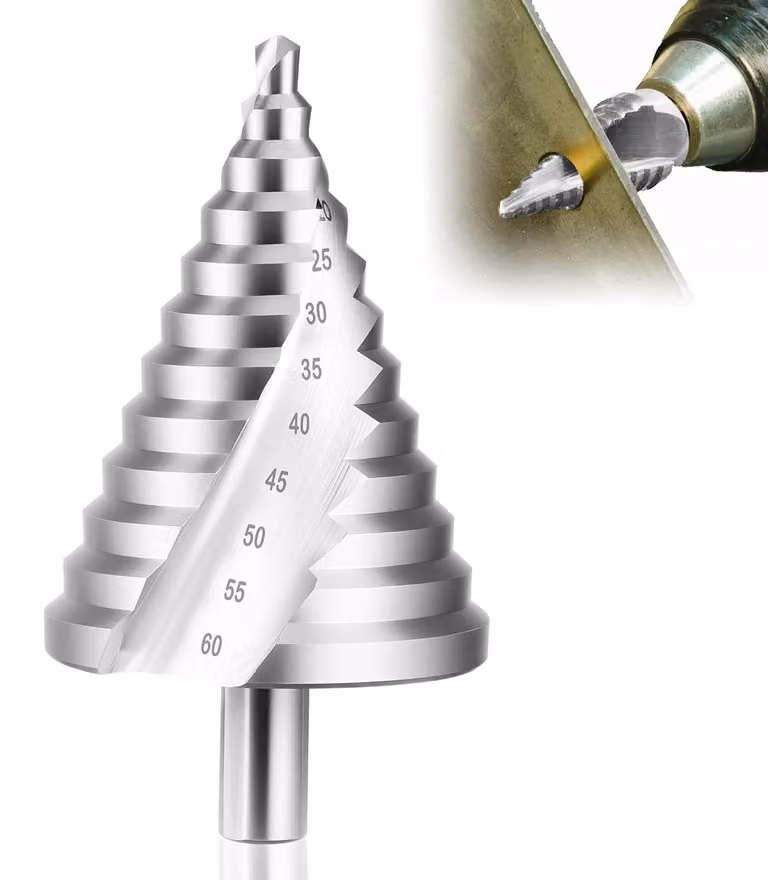 Trapano a tazza HSS, 6-60 mm, punta a cono a 12 punte per metallo, legno e plastica