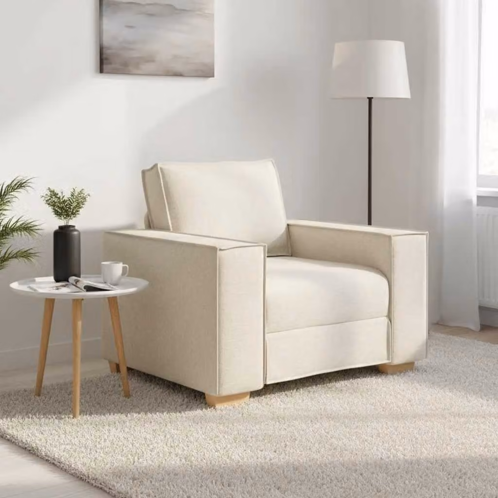 Poltrona moderna vidaXL in tessuto beige con braccioli, L: 100 cm, P: 78 cm, H: 84 cm