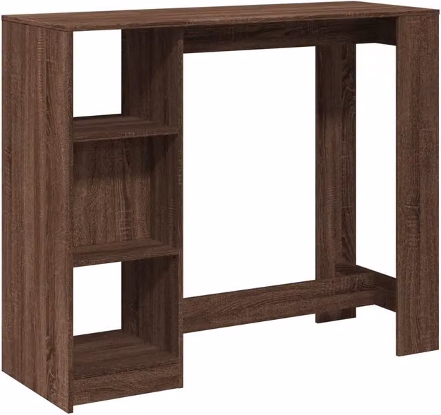 Tavolo Bar Moderno con Ripiano in Rovere Marrone e Struttura in Multistrato L: 124 cm, P: 46 cm, H: 103,5 cm