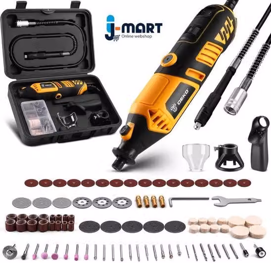 Multitool Rottore J-Mart a 6 Velocità con 126 Accessori e Scatola di Trasporto, Giallo
