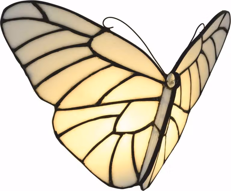 Casa Padrino Art Deco Tiffany Lampada da parete a LED Farfalla Bianco / Nero - Lampade Tiffany
