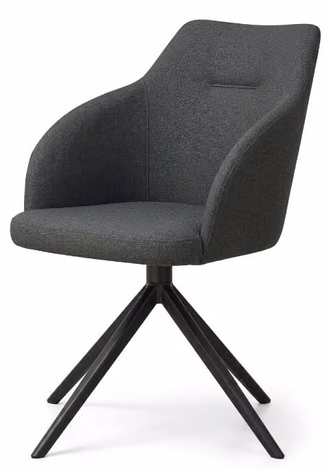 Sedia girevole da pranzo di alta qualità, nera, in tessuto e metallo, con base girevole, design lussuoso