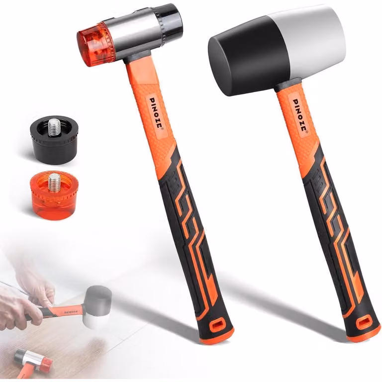 Set di due martelli in gomma da 450 g, con testa a doppia faccia da 35 mm e 2 teste