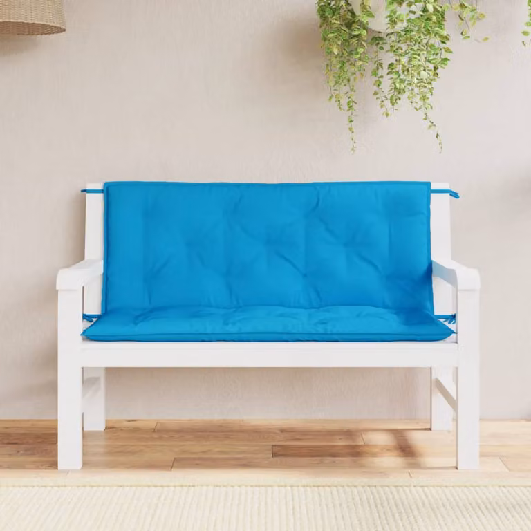 Set di 2 cuscini per panca vidaXL in tessuto Oxford azzurro L 120 cm x P 50 cm x H 7 cm
